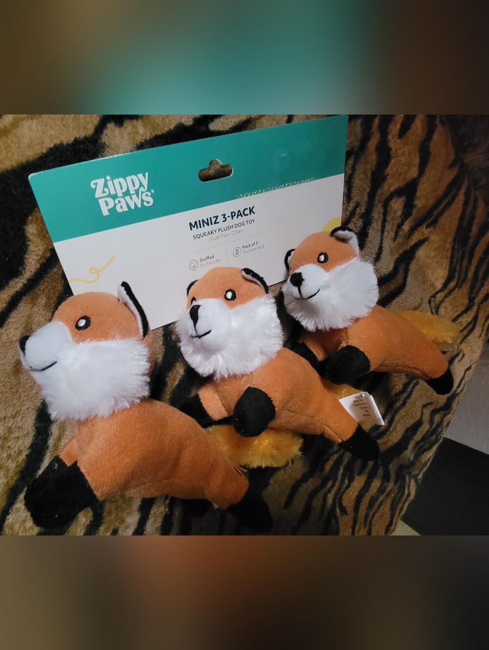 Zippy Paws Dog Mini Orange Fox Plush 3-Pack - Squeaky Xs Ea.